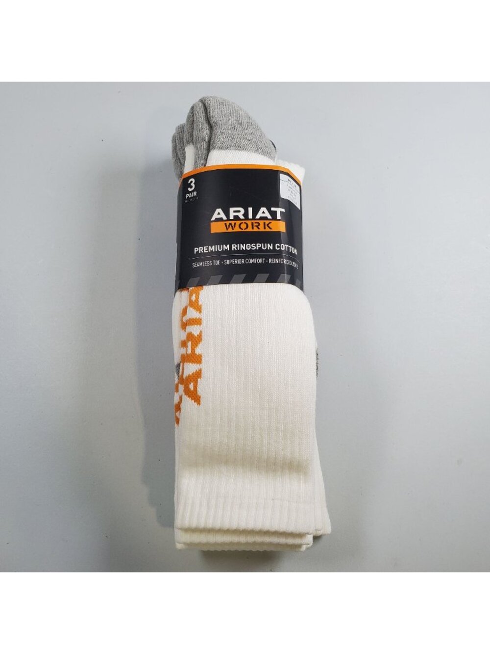 Ariat Work Premium Ringspun Cotton Socks Men Size Medium NWT 3 Pack White